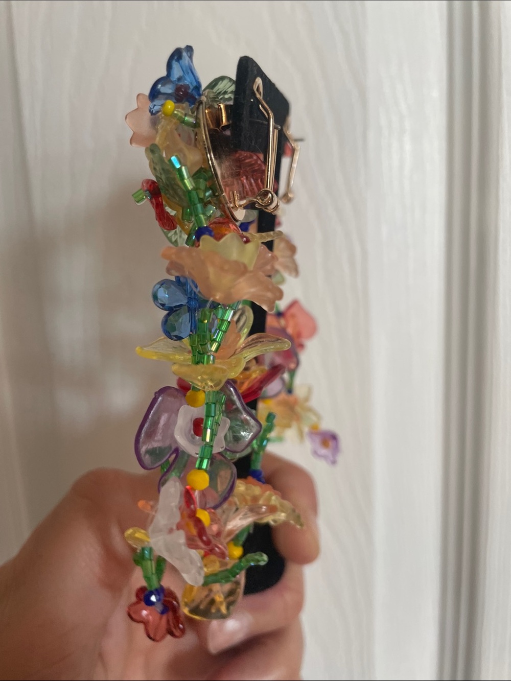Colorful Floral Beaded Dangle Earrings - Multicolor - Picture 4 of 7